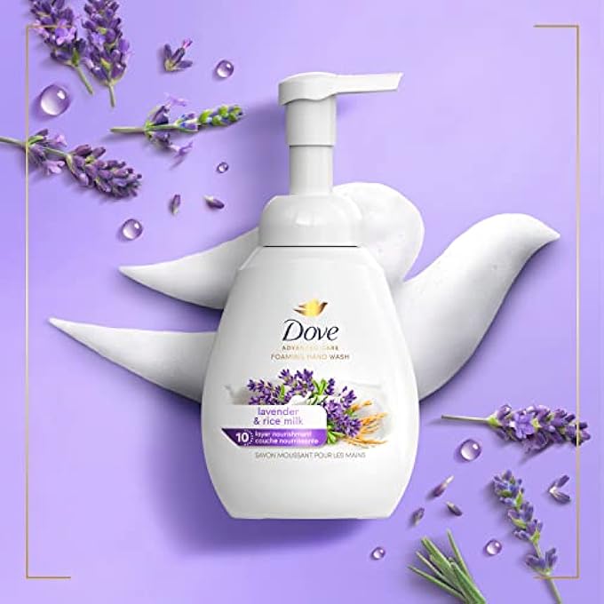 Dove LAVENDER & RICE MILK PROTECTS SKIN FROM DRYNESS, FOAMING HAND WASH MORE MOISTURIZERS THAN THE LEADING ORDINARY HAND SOAP, 10.1 OZ - Image 4
